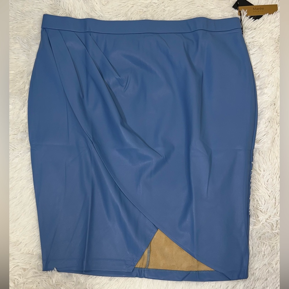 Marée‎ Pour Toi Pleather Faux Wrap Skirt Blue (Perry) Sizes 12, 16, and 20